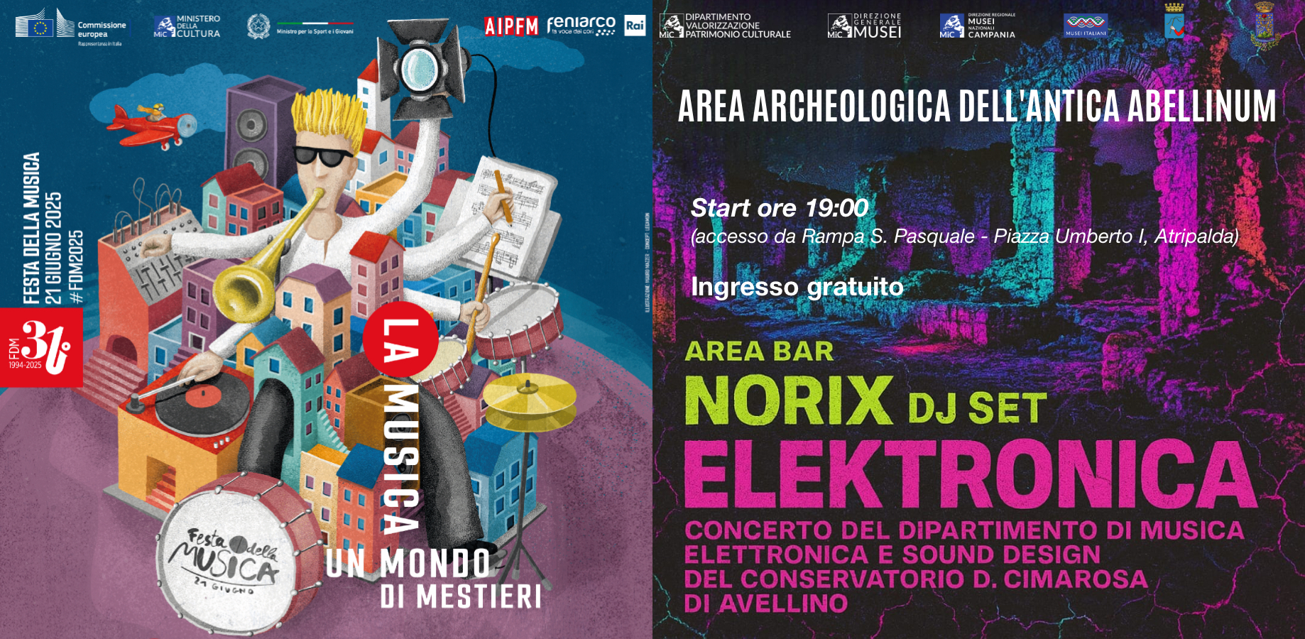 Festa della Musica 2025 all'Area archeologica dell'Antica Abellinum - Elektronica, Concerto del Dipartimento di Musica Elettronica e Sound Design del Conservatorio “D. Cimarosa” di Avellino